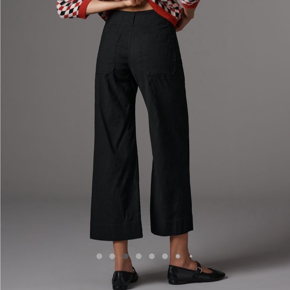 Maeve by Anthroplogie Colette Crop Wide-Leg Pants, size 34 Petite, Black - Picture 2 of 5